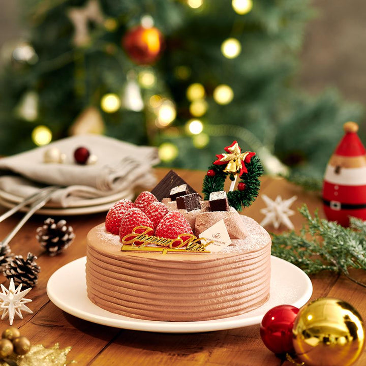 アリバチョコ生クリームのクリスマスデコレーションケーキ[5号] -ママノチョコレート-